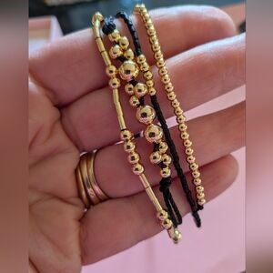 Serene & Sweet Black & Gold Bracelet Set Of 4 Bracelets